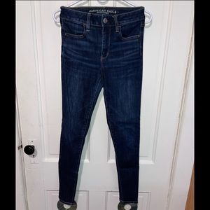 Dark wash American Eagle jeans. Super super stretchy.